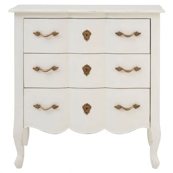French Chic 3 Drawer White Chest