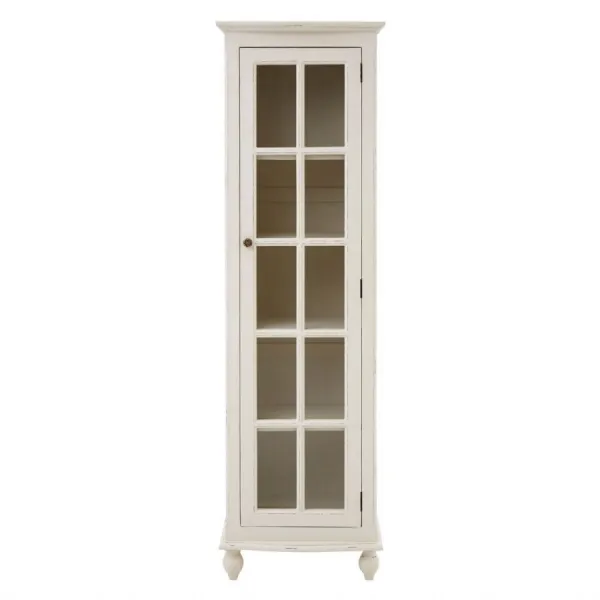 Distressed White Glass Panelled Display Unit