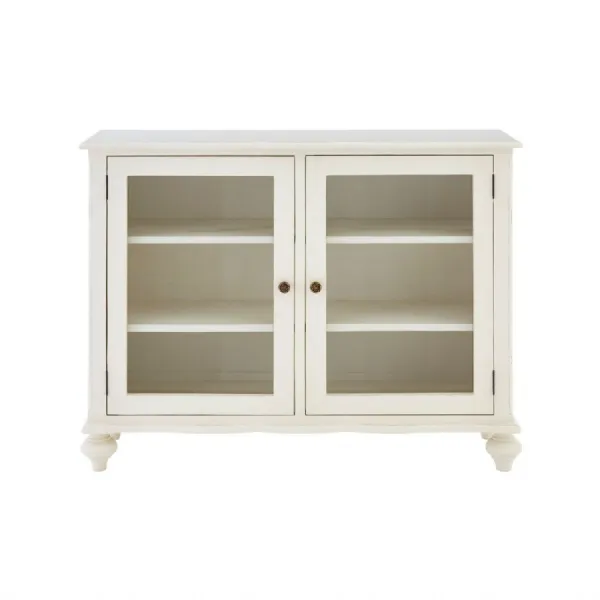 Distressed White Two Door Loire Display Cabinet