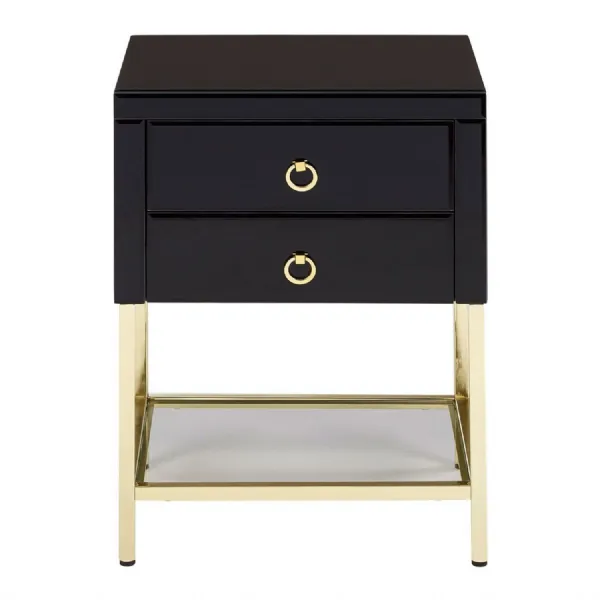 Luxe Gold Finish 2 Drawer Cabinet