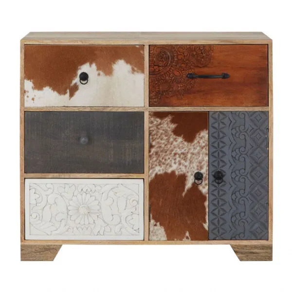 High Boho Cabinet With Cowhide Detail