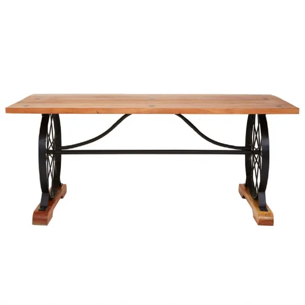 Modern Acacia Wheel Dining Table