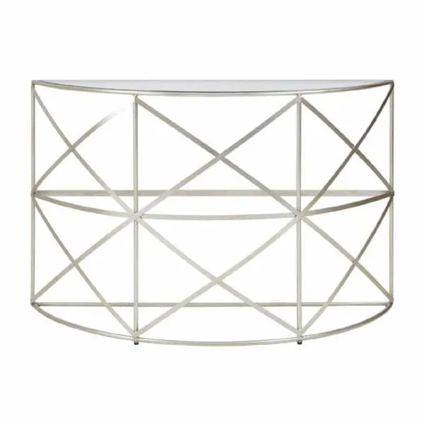 Rubia Silver Leaf Demilune Console Table