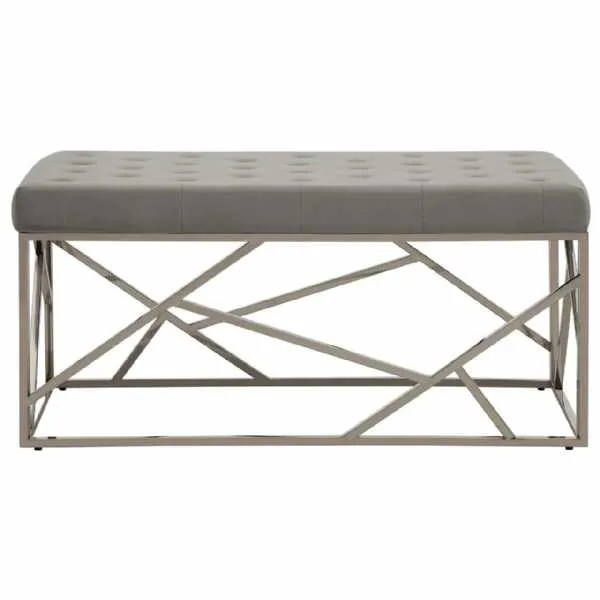 Allure Grey Velvet Asymmetric Bench