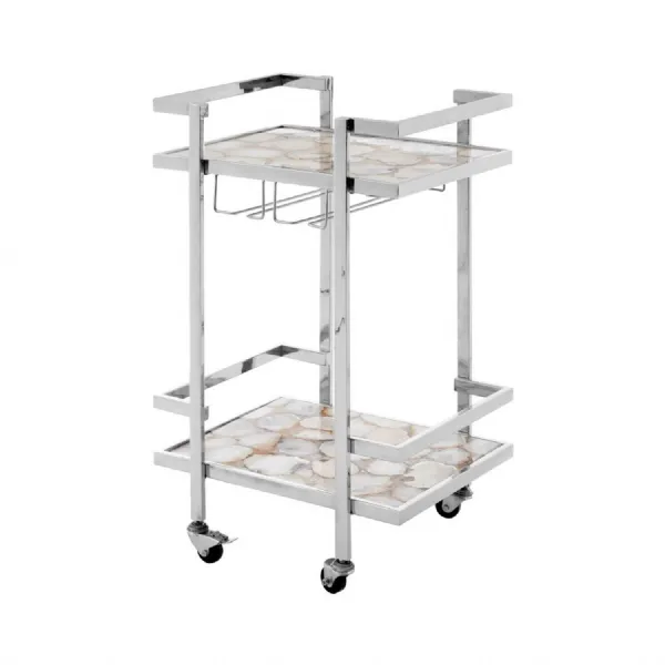 Vita Chic Silver Finish Drinks Trolley