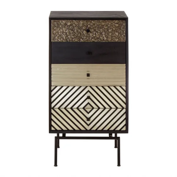 Eclectic Boho Style Multi Patterned Five Drawer