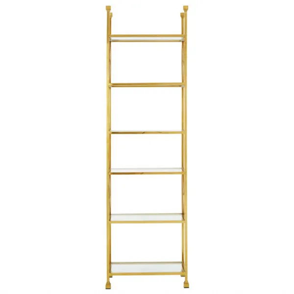Horizon Gold Finish 5 Shelf Cross Design Unit