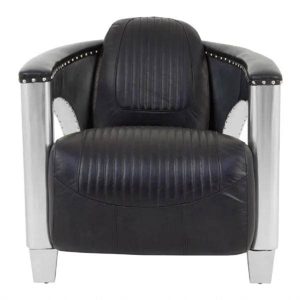 Black Leather Industrial Chair
