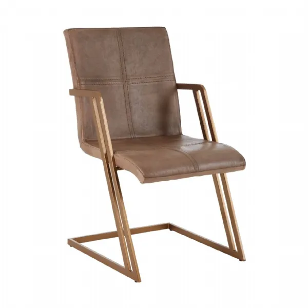 Buffalo Grey Leather Iron Chair