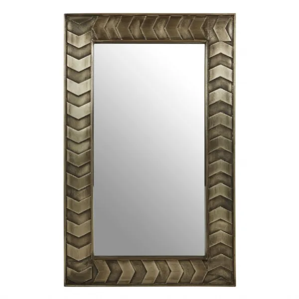Textured Mango Wood Chevron Pattern Wall Mirror