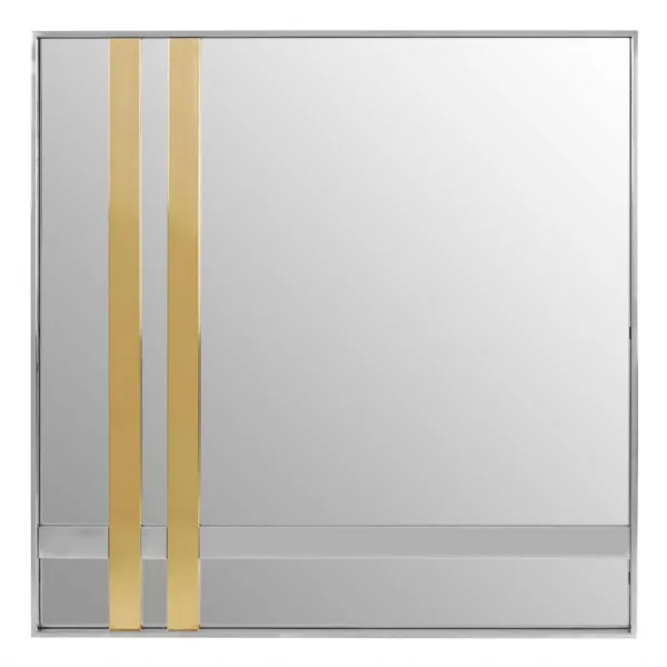 Contemporary Stainless Steel Gold Band Wall Mirror