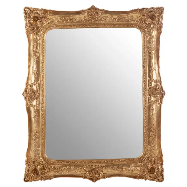 Neoclassical Weathered Baroque Style Gold Finish Wall Mirror