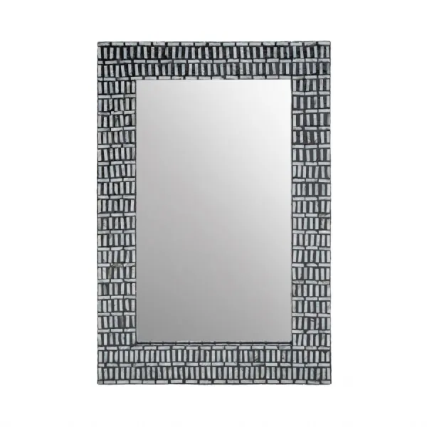 Handcrafted Boho Monochromatic Seashell Tiles Wall Mirror