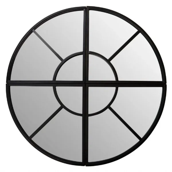 Traditional Panelled Style Black Finish Wall Mirror