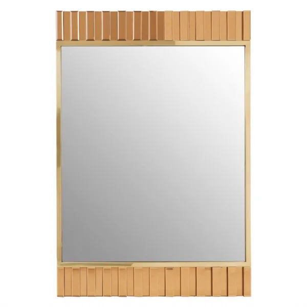 Textured Stainless Steel Gold Finish Wall Mirror