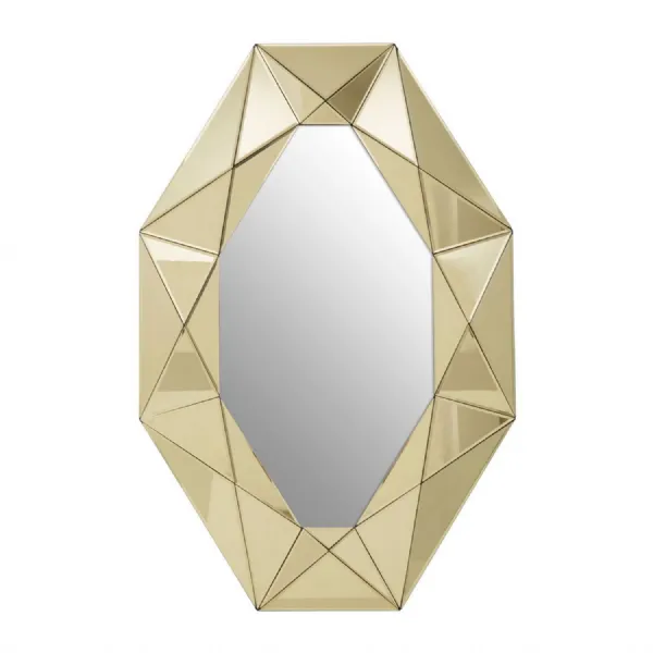 Octagonal Gold Finish Geometric Wall Mirror