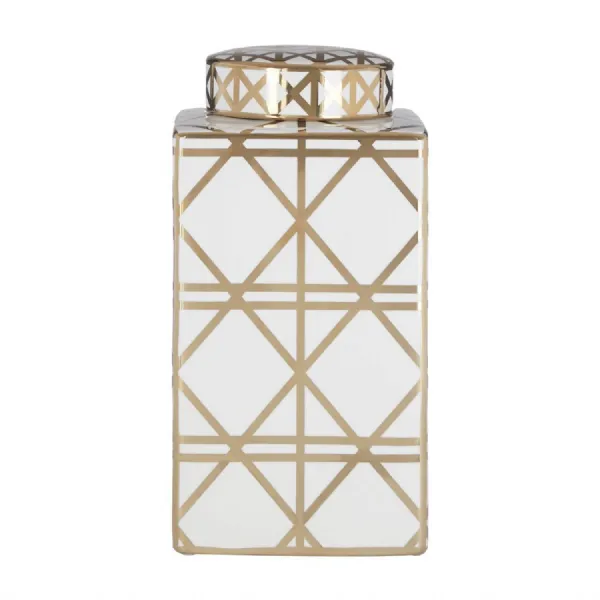 Art Deco Geometric Design Ceramic Jar (Small)