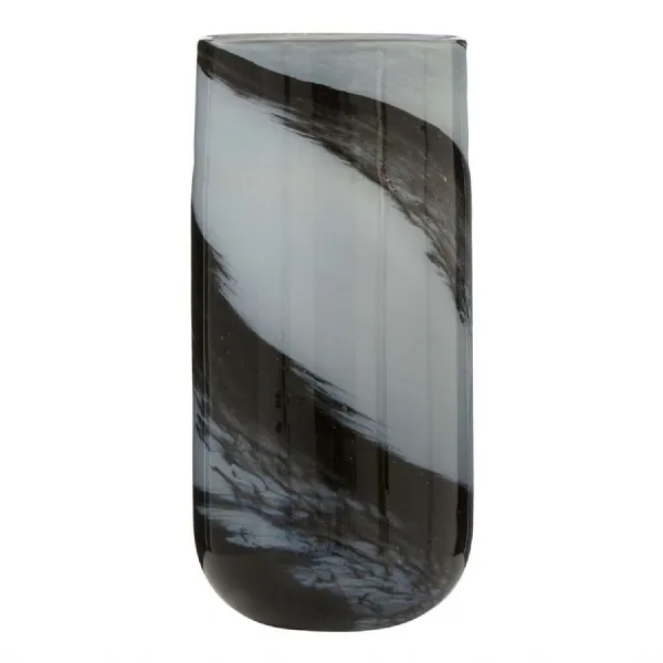 Black And Grey Brushstroke Cylindrical Vase
