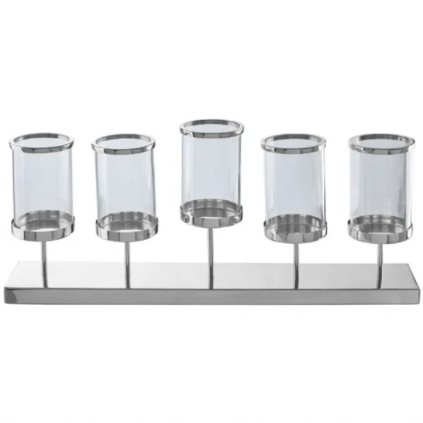 Contemporary Five Light Silver Candle Holder