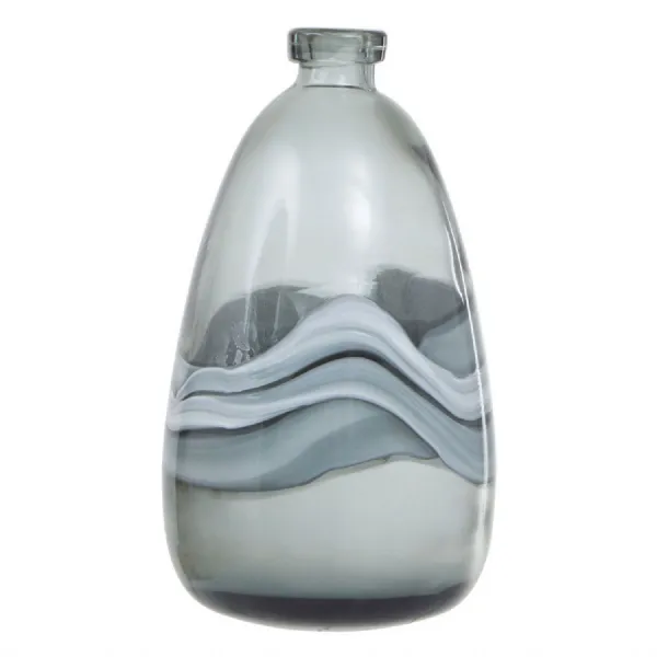 Medium Grey Ombre Wave Effect Glass Vase