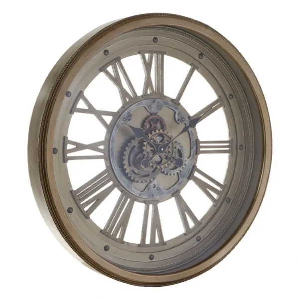 Antique Gold Wood Frame Large Clock With Roman Numerals