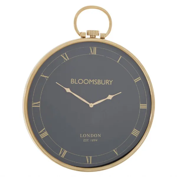 Antique Brass Finished Wall Clock In A Pocket Watch Style