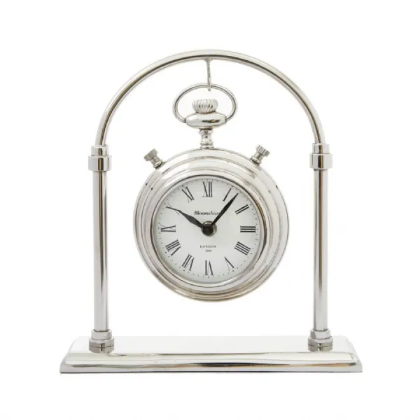 Small Bloomsbury Mantel Clock In Silver And Antique Brass