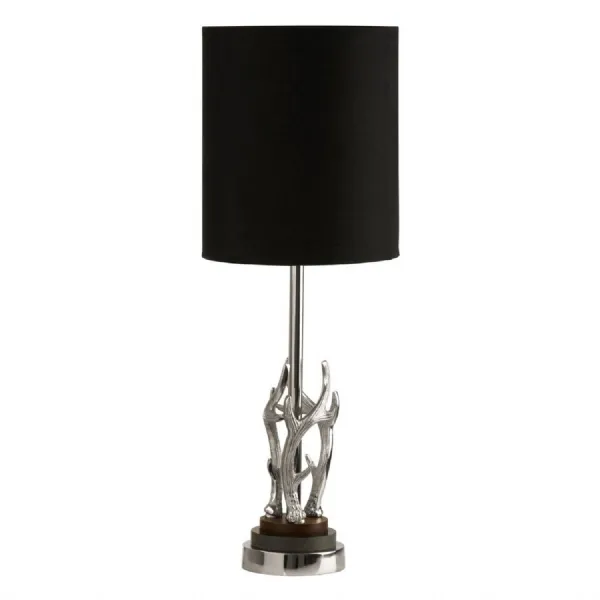 Monochrome Silver Antler Stand Marble Base Table Lamp