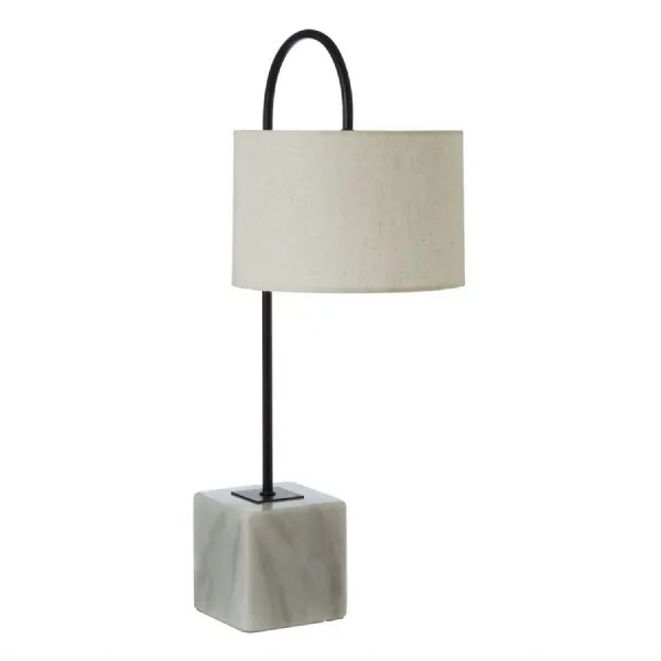 Elegant Marble Base Linen Shade Table Lamp