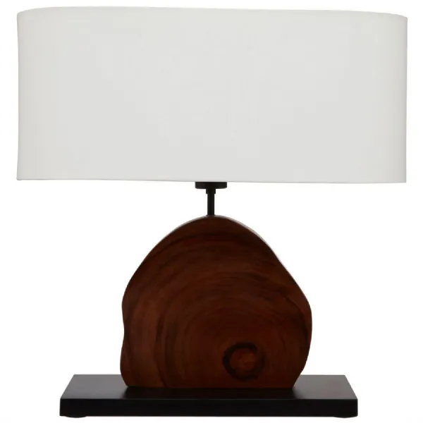 Contemporary Mungur Wood White Shade Table Lamp