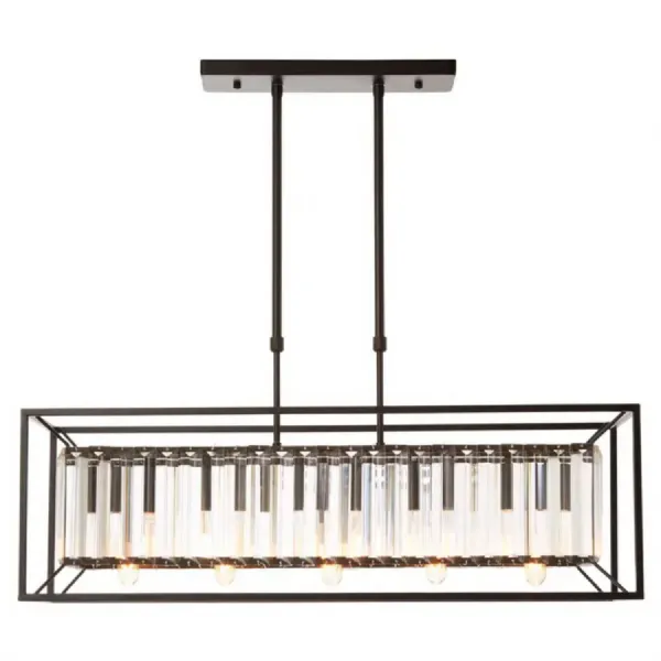 Matte Black 5 Bulb Glass Ceiling Light