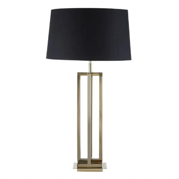 Luxe Gold Rectangle Base Black Shade Table Lamp