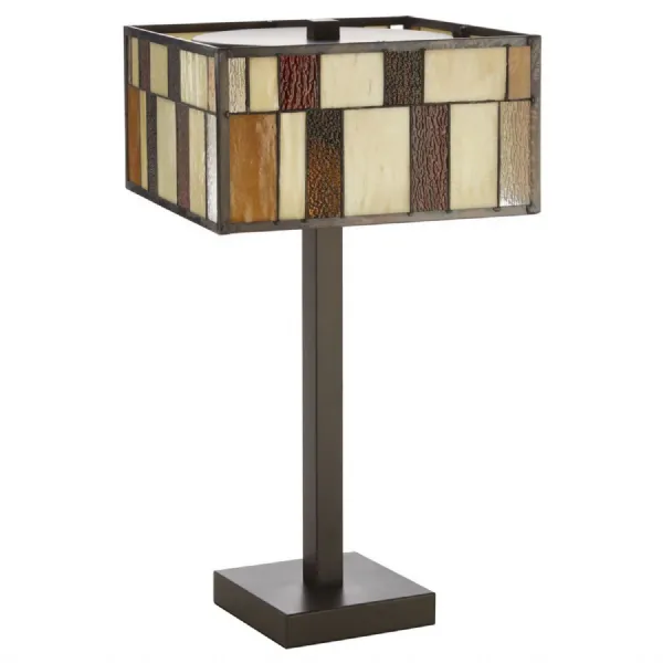 Textured Rustic Bronze Cutout Glass Table Lamp