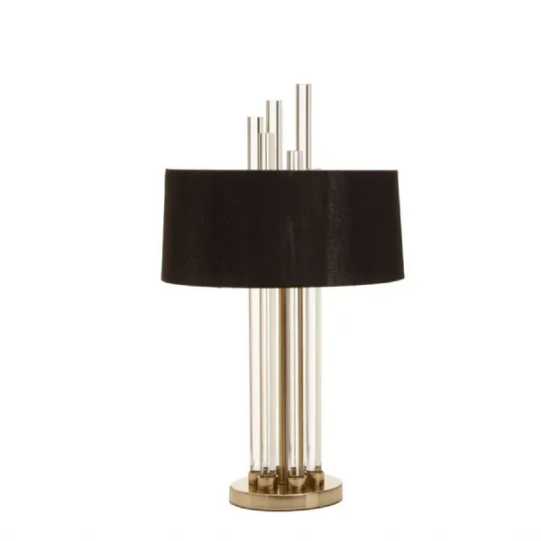 Crystal Base Modern Table Lamp With Black Drum Shade