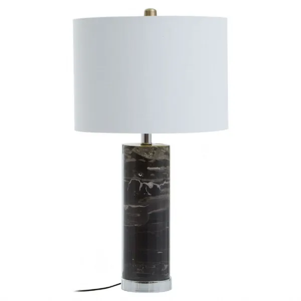 Luxe Black Marble Chrome Base Boutique Table Lamp