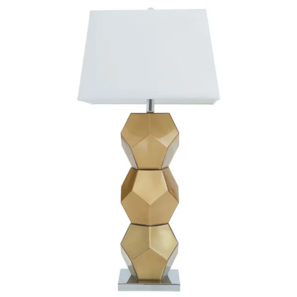 Boutique Contemporary Chrome Base Ivory Shade Table Lamp