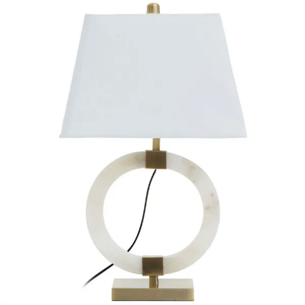 Contemporary Geometric Ringed White Shade Table Lamp