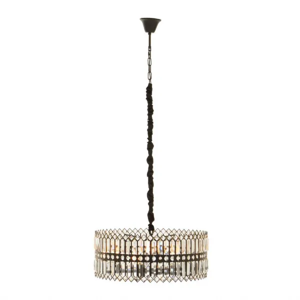 Glass Panel Bevelled Black Finish Chandelier