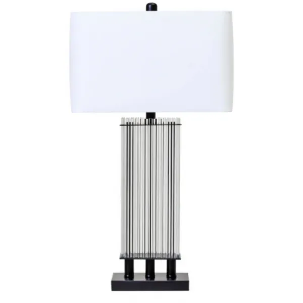 Matte Black Clear Glass Table Lamp