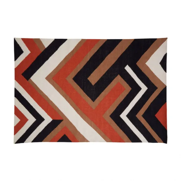 Geometric Warm Toned Maze Pattern Rug