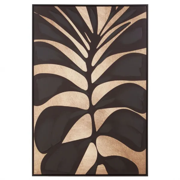 Abstract Gold And Black Leaf Design Canvas