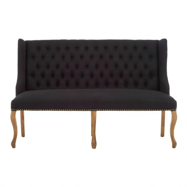 Boutique Hotel Black Fabric Bench