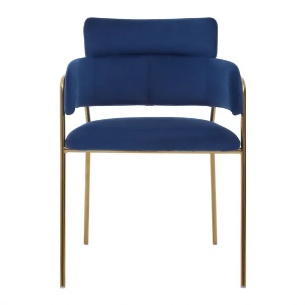 Blue Velvet Modern Tubular Dining Chair