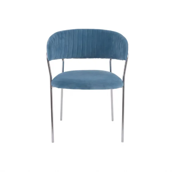 Modern Blue Chrome Finish Dining Chair