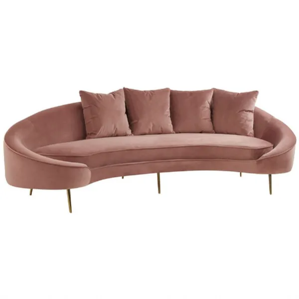 Oyster Pink Curved Four Seat Sofa With Loose Cushions