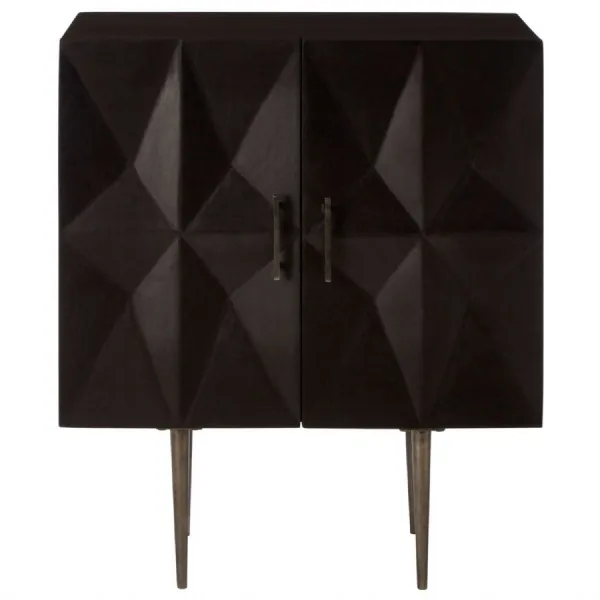Carved Diamond Pattern Cabinet in Black Mango Wood