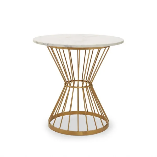 Round White Marble Top Hourglass Dining Table