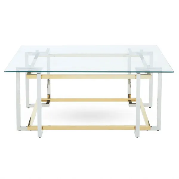 Silver And Gold Coffee Table With Glass Top