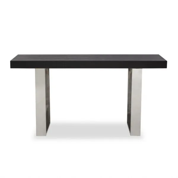 Monochrome Stainless Steel Base Wood Top Console