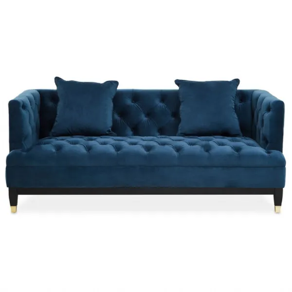 Classic Sefira Two Seat Navy Fabric Sofa